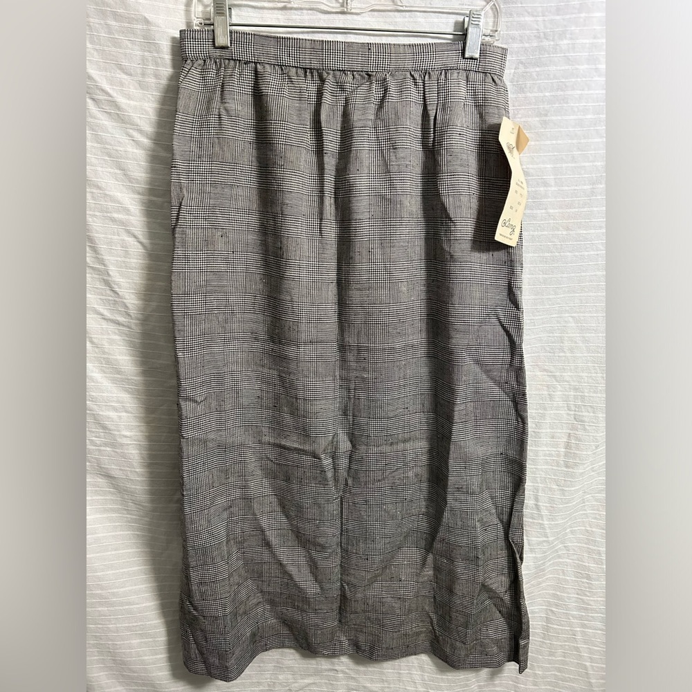 Vintage 70’s LAMZ Women’s Beige Houndstooth Plaid Maxi Skirt Size 14